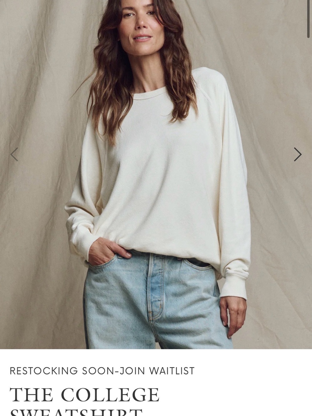 THE GREAT. Cream Relaxed Crewneck Sweatshirt